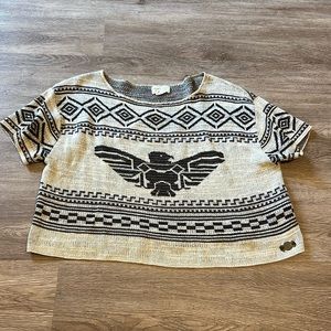 Ralph Lauren Denim & Supply Large Cropper Tribal Short Sleeve Sweater